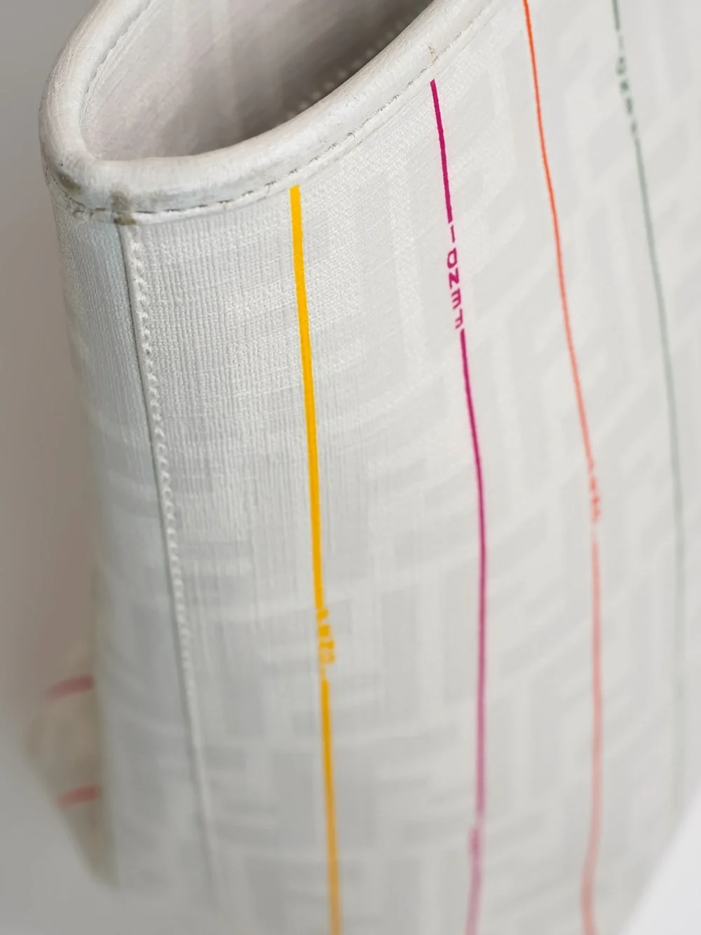 FENDI Zucca Spalmati Striped Large Roll Tote White Ivory Multicolor Archive 2012